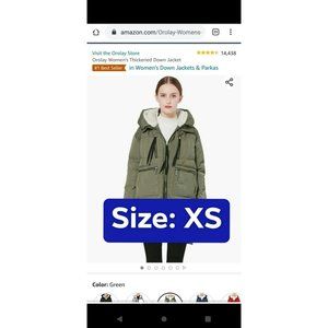 Amazon's Women Olive Green Overlay Winter Jacket (Duck down feathers)